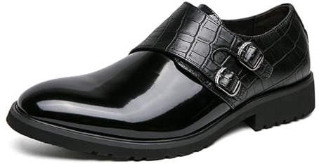 JHYUUKAU Zapatos Doble Monkstrap Hombre Elegantes para Oficina, Eventos Formales Y Estilo Business Casual,Negro,48 EU