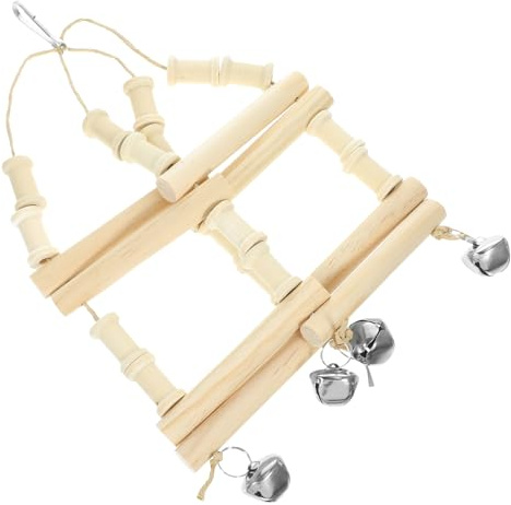 TOYANDONA Naturholz Vogelschaukel Vogelspielzeug zum Aufhängen für Papageien und Wellensittiche Leichte Montage Beige Robustes Kauspielzeug für Vogelkäfig Zubehör