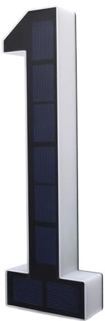 Cocoarm Número de Casa Solar LED, Señal de Dirección Retroiluminada de PC ABS, Placa de Puerta Blanca y Negra de 9 Pulgadas con Batería de 600 MAh, Número de Puerta de Porche de Pared Exterior