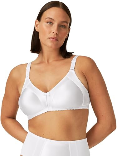 Naturana® Minimizer Bra - Wireless [Cup B-G] | Maximum Support with Cut Design & Wide Straps | Elegant Minimizer Bra for a Visually Smaller Cup Size 44 White B