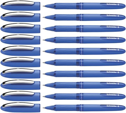 Schneider One Hybrid C Tintenroller mit Flüssigtinte, nicht einziehbar, Strichstärke 3 mm, Blau, 10 Stück
