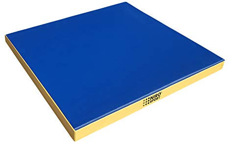 NiroSport Turnmatte 100 x 100 x 8 cm RG 25 Blau/Gelb Weichbodenmatte Matte Gymnastikmatte Fitnessmatte Sportmatte Trainingsmatte Bodenmatte Schutzmatte Übungsmatte wasserdicht