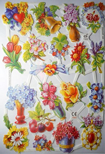 Glanzbilder Glocke Vase Blume Brosche EF 7005 Oblate Posiebilder Scrapbook Deko GWI 411