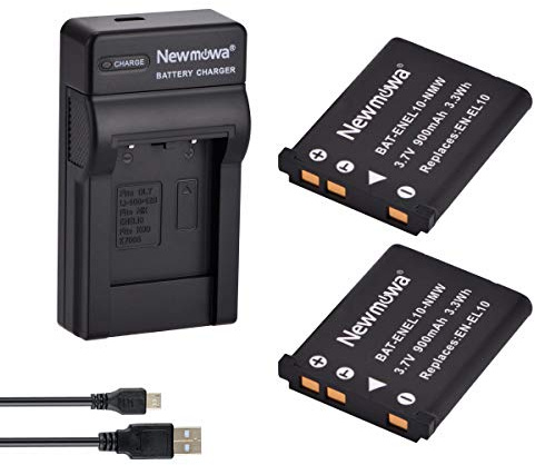 Newmowa EN-EL10 Remplacement Batterie (2 accus) et Chargeur USB Portable Kit pour Nikon Coolpix S60, S80, S200, S202, S203, S205, S210, S220, S225, S230, S500, S510, S520, S570, S600, S700, S3000
