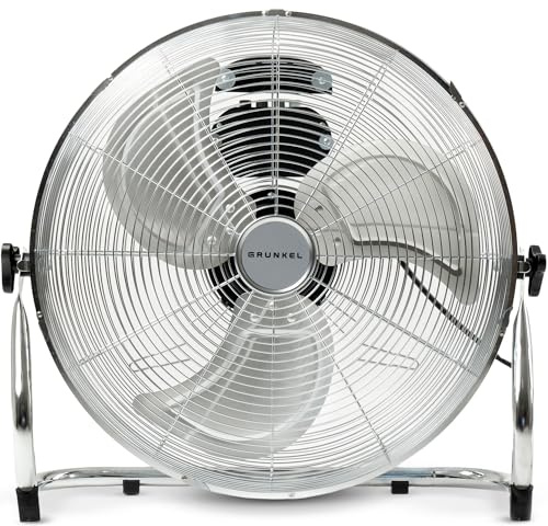 Grunkel - Ventilador Industrial de Suelo en acero inoxidable y 40cm Diametro - MET-H16INDUSTRIAL - Con 3 velocidades diferentes y ángulo de inclinación ajustable - 90W - Metal (16)