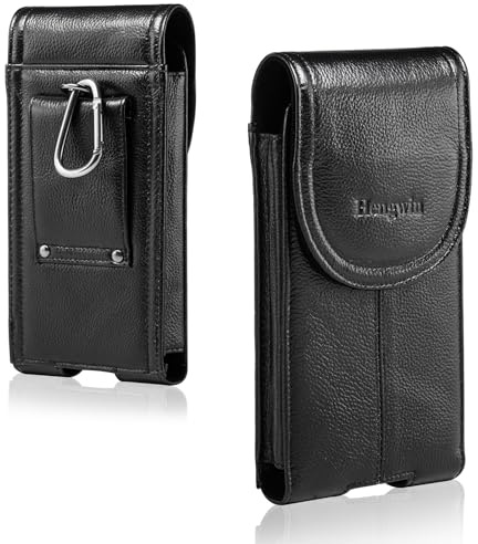 Hengwin Echtes Leder Handy Holster, Gürteltasche mit Gürtelclip für iPhone 16 15 14 Plus, 17 16 15 14 Pro Max, Samsung Galaxy, S25 S24 S23 Ultra, S25+, Handyhüllen Handytasche Gürtel Tasche
