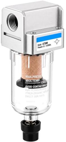 Filtro Separatore Aria Compressa G1/4 750 l/min con Scarico Automatico, Sostituzione AF2000-02 per Prese d’Aria, Filtro Antiparticolato Olio e Acqua