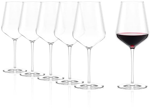 Stölzle Lausitz Bordeaux Red Wine Glasses Set of 6 (STARlight). Dishwasher Safe Crystal Red Wine Glasses (22.75fl oz). Shatter-Resistant Elegant Wine Glasses - Genuine Stölzle Wine Glass Set