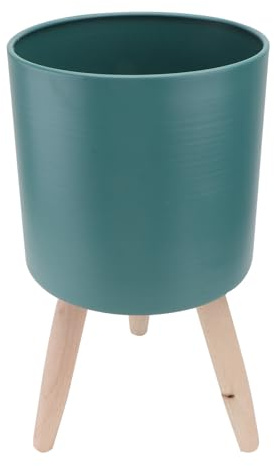 HEMOTON Pot de Fleurs avec Pieds en Bois - Bleu - pour intérieur et extérieur