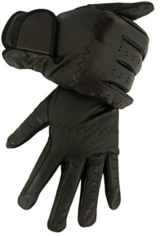 Horse Riding Men's Gloves All Leather 100% Real Leather TAN & Black Premium Quality Gents Equestrian Gloves (XL, Black)