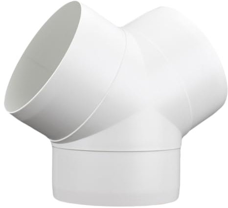 Fantronix 4 (100mm) Equal Y Piece Duct Connector – White Plastic 45° Splitter for Ventilation, Extractor Fans, Cooker Hood, Bathroom & Hydroponics