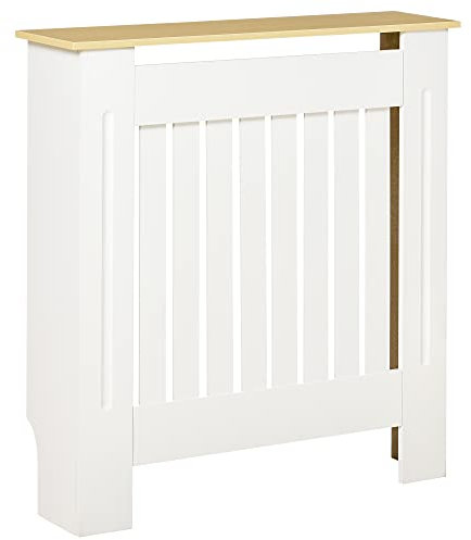 HOMCOM Heizkörperverkleidung Heizkörperabdeckung Heizkörper Radiator Cover Abdeckung Abnehmbar MDF Weiß+Eiche 78 x 19 x 83 cm