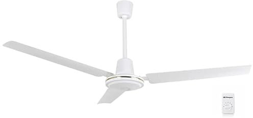 Suinga Ventilador de Techo, diámetro 140 cm, 70 W, 5 velocidades, mando de Pared, 3 Palas metálicas, Color Blanco [Clase de eficiencia energética A++]