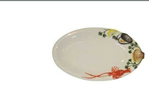 VASSOIO CERAMICA PIATTO PESCE PORTATA DECORATO CENTROTAVOLA RISTORANTE