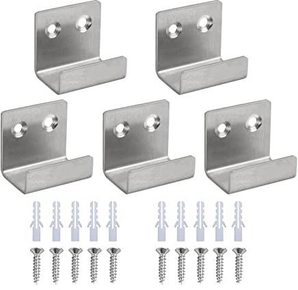 SyiXute 5 Stücke Keramikfliesen Display Wandhaken,Edelstahl Display Wandhaken,Schwerlast-Haken Silber Wandhaken,U Winkel Halterung mit Festen Schrauben für Bad und Küche Garage