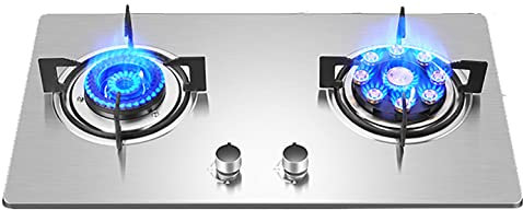 IBOWZ Plaque de Cuisson Gaz Plaque de Cuisson à gaz 71 cm Table de Cuisson à gaz encastrable,Plaque de Cuisson à gaz 2 Feux,gaz Naturel/gaz Propane,soupapes de sécurité,arrêt Automatique,Support d
