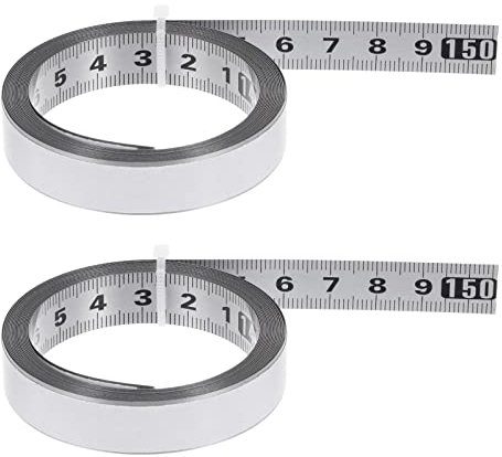 sourcing map 2pcs Self-Adhesive Measuring Tape 150cm Metric Tape Measure Stainless Steel Waterproof Middle to Both Sides Read Metal Sticky Ruler Steel Workbench Ruler