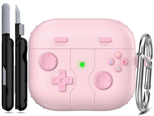 RFUNGUANGO Compatibile con Custodia AirPods 3 generazione, design del giocatore di gioco per bambini, adolescenti, donne e uomini, custodia in silicone morbido per cover airpods 3,Rosa