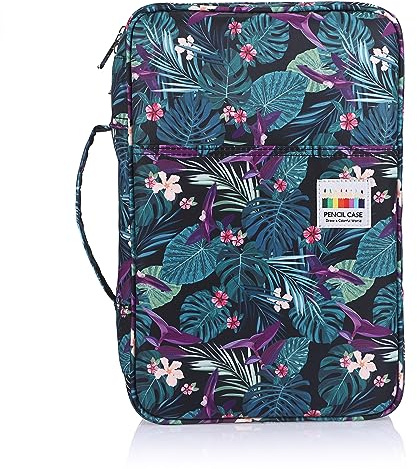 SUMTree Trousse de Crayon de Couleur pour 300 Crayons ou 204 Feutres Grande Capacité Sac à Crayons pour l'école et Bureau avec Grande Capacité (Feuilles de Bambou)