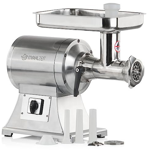 Mahlzeit picadora de carne de acero inoxidable eléctrica | plata | 450W - 75kg/h | Picadora de carne picadora con embutidor de embutidos cortador de carne