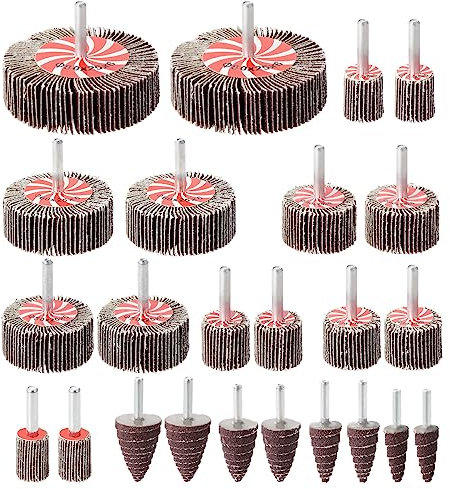Fippy 24PCS Fächerschleifer Set Korn 80, Fächerschleifer für Holz Metall, Lamellenschleifer Schleifpapier mit 6mm Schaft, zum Entgraten, Schleifen, Polieren, Entrosten