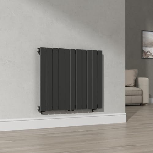 [neu.haus] Termosifone da Parete Radiatore Design Riscaldamento ad Acqua Calda Termoarredo a Pannello Singolo con Elementi Piatti 60 x 80 cm - Nero