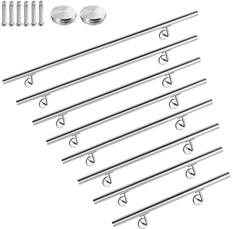 LILIIN 120cm Edelstahl Handlauf Treppengeländer Geländer Ø 40 mm Wandhandlauf Wandhalter Wand Treppe Gebürsteter Edelstahl inkl. Wandhalterung und Endkappen für Balkon Innen und Außen Treppen