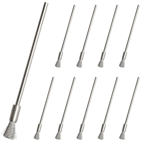 Tabanzhe Juego de 10 cepillos de alambre para limpieza, cepillos de acero inoxidable para eliminación de óxido y pintura, cepillo de lavado de tubo de alambre para limpiar piezas pequeñas