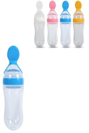 ZPSHYD Biberon in silicone Baby Squeeze, cucchiaio per pappa da 90 ml, facile da pulire, design a prova di perdite, adatto per l'alimentazione del bambino (blu)