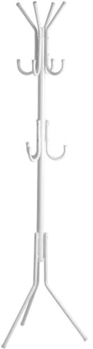 Nakloe Portemanteau sur pied, portemanteau d'entrée pour couloir, portemanteau métallique, 12 crochets, pour manteaux, chapeaux, sacs, parapluies (blanc)