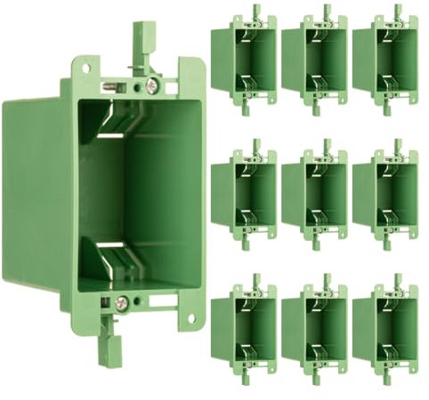 Syunko Caja de salida eléctrica, caja de trabajo antigua de una sola banda, caja de conexiones de 14 pulgadas cúbicas para instalación de interruptor o toma de pared, verde, paquete de 10