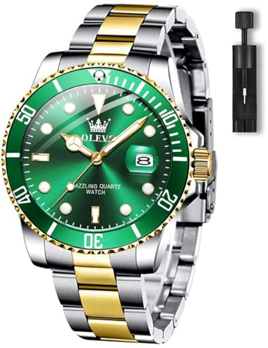 OLEVS Edelstahl Uhren Herren Wasserdicht Leuchtende Modern Großes Herrenuhren Metallarmband Analog Kleid Armbanduhr Herren mit Datumsanzeige