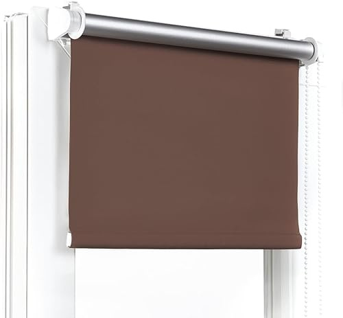 Fenster DEKOR - Rollos Für Fenster Ohne Bohren Braun - Verdunkelungsrollo B100 x H150 cm - Klemmrollo Verdunkelung - Fensterrollo Für Balkontüren - Verdunklungsrollo Leicht Zu Installieren