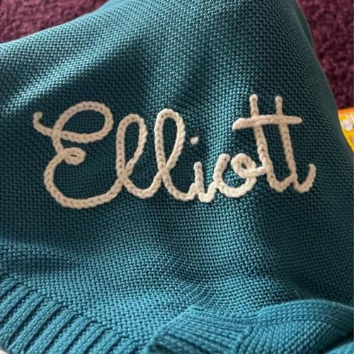 Personalisierte Babydecke Gestickter Babydecke Mit Namen Baby Bad Kinderwagen Decke Neugeborenes Baby Geschenk Personalisierte Weiche Atmungsaktive Baumwolle Gestrickte Decke 30 * 40in
