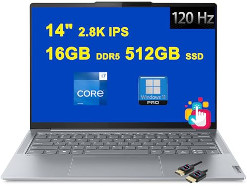 Lenovo Laptop Slim 7 Business | 14 pulgadas 2.8K Touch 120Hz 400nits 100% sRGB | Intel 12-core i7-1360P | 16GB DDR5 512GB SSD | Huella digital retroiluminada Thunderbolt4 FHD Cámara de carga rápida