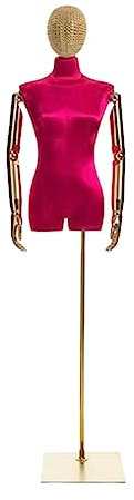 VNNHGB Schaufensterpuppenkörper mit plattiertem Kopf, modischer weiblicher Schaufensterpuppentorso, Abnehmbarer, Verstellbarer Halbkörper und Stabiler Standfuß (B)
