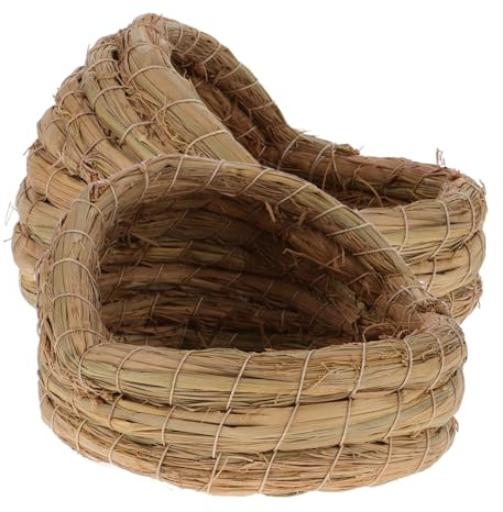 Kisangel Geflochtenes Hühnerschlafbett 2 Stück 14x13x10,5cm | Strohgewebe, Pantoffelform, Hühnertunnel, Privater Ruheort für Kleine Tiere