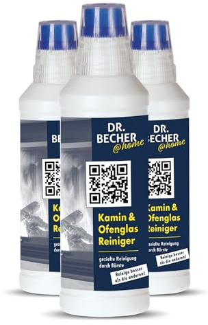 DR.BECHER @home Kamin & Ofenglas Reiniger - Entfernt zuverlässig eingebrannte Verkrustungen auf Glas, Edelstahl und Grillrosten - Integrierte Bürste für gezieltes Auftragen 3x 500ml