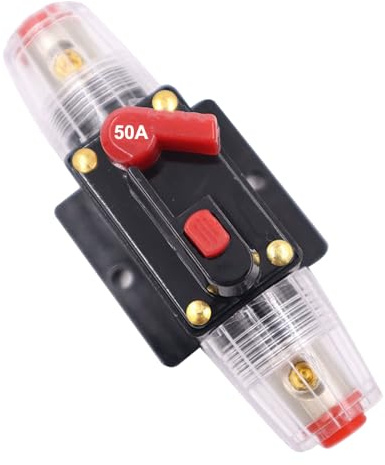SPTSSWET KFZ Sicherungshalter 50A Inline-Leistungsschalter 12V-24V DC | Reset-Sicherung, für den Schutz Car Audio Solar Inverter Systemschutz von Automobil Marineboot Audiosystemen