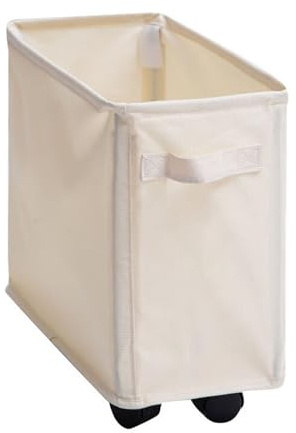 Reheyre Schmaler Wäschekorb auf Rollen, faltbarer rollender Wäschekorb für Kleidung, schmaler Wäschesack, schmutziger Wäschekorb, Eckeimer für Wohnheim und Schlafzimmer, Beige