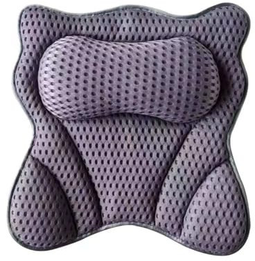 Bath Pillow, 4D Luxury Bathtub Pillow for Head Neck Shoulder & Back Support, Ergonomic Bath Cushion with 6 Powerful Suction Cups for Hot Tub & Home Spa (Black)