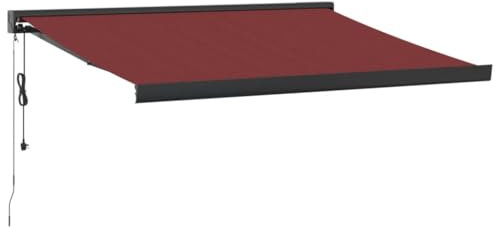vidaXL Gelenkarmmarkise, Markise Ausziehbar Automatisch, Sonnenmarkise für Terrasse Balkon, Sonnenschutz Balkonmarkise Terrassenmarkise, Burgunderrot 300x250cm
