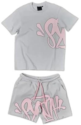 LaoZan Ensemble Syna World Imprimé, Mode Y2K, Short et T-Shirt Casual, Look Estival