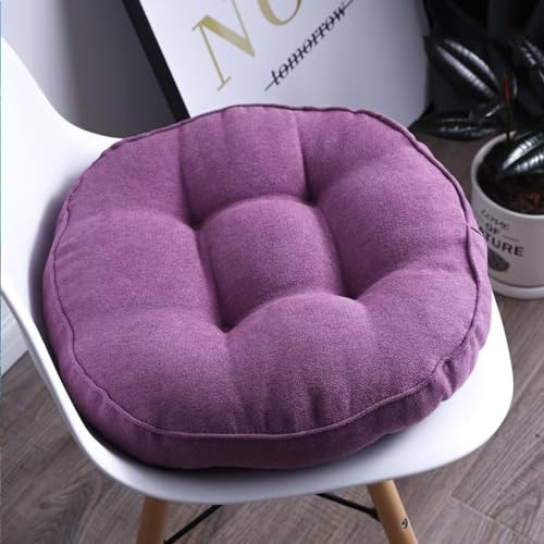 Generisch 2er Set Stuhlkissen mit Bändern, Sitzkissen Boden für Indoor und Outdoor, Waschbare Stuhlauflage für Bank und Stuhl, Bodenkissen für Zuhause Büro Küche Esszimmer,Violett,rund 40x40cm