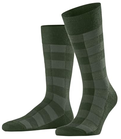 Burlington Herrstrumpor Buffalo Check M så ull mönstrad 1 par, grön Asparagus 7045, 40–46, Grön Asparagus 7045, 40-46