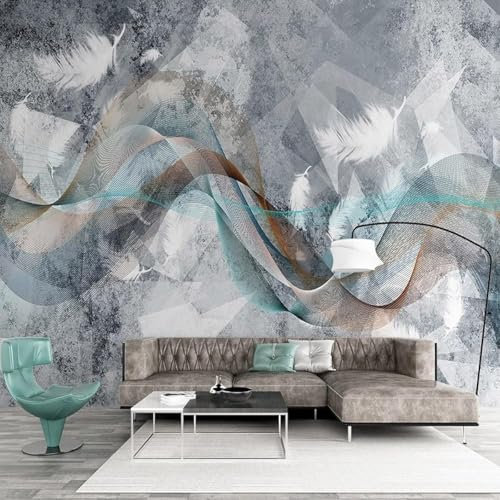 XLMING Abstrakte Linie Geometrisch Feder Retro 3D Tapete Dekorative Speisesaal Arbeitszimmer Wohnzimmer Schlafzimmer Sofa TV Wand-150cm×105cm