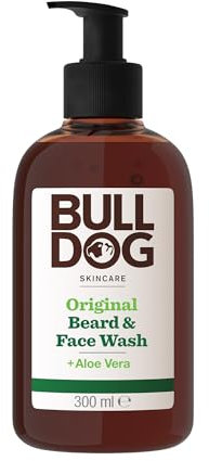 BULLDOG SKINCARE - Detergente per barba e viso 2 in 1 da uomo, 300 ml, arricchito con aloe vera, per tutti i tipi di barba, rimuove sporco e olio