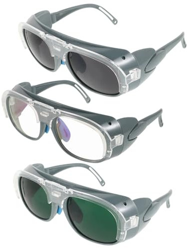 Lurrose Lunettes de Protection Soudage 3 Paires en Plastique Protection les Impacts et Projections pour Travaux de Soudure