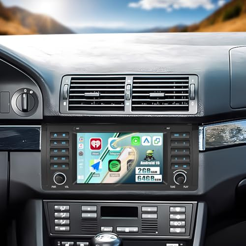 2G+64G CAMECHO Android 13 Radio de Coche con GPS para BMW 5 Series E39 X5 E53 M5,7 Pulgadas de Pantalla de Radio de Doble DIN con Carplay inalámbrico Android Auto Mirror Link WiFi RDS/FM Bluetooth