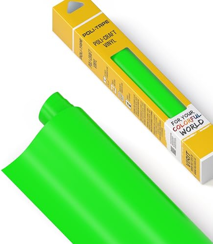 POLI-CRAFT Vinyl Klebefolie (PERMANENT) - selbstklebende Plotterfolie für DIY-Projekte, Neon Grün matt, 30,5 cm x 183 cm